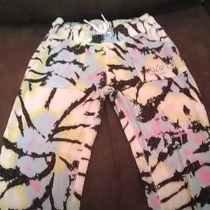 Black,pink,green,blue, and white justice sweat pants